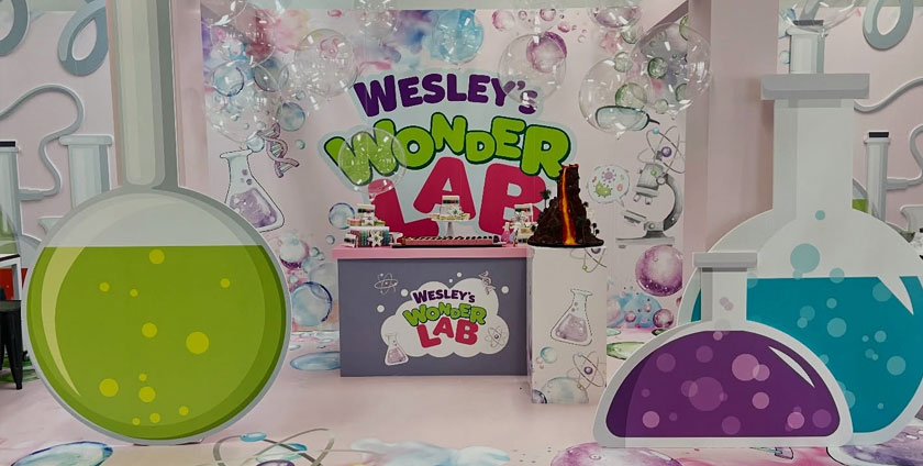 Kids art and science birthday party setup at The Poppet Project